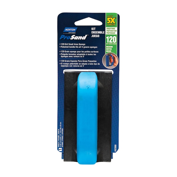 Norton Abrasives Norton ProSand 4.5 in. L X 2.69 in. W X 1 in. 120 Grit Medium Small Area Sanding Sponge 07660782088 - main